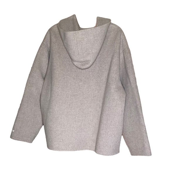 ‎Wool Normcore Neutral Coat Hooded Size Large Relaxed Fit Full Zip - Picture 2 of 5